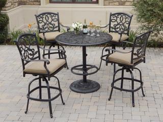 Darlee Outdoor Living Santa Monica Cast Aluminum Antique Bronze 5 Piece Bar Set