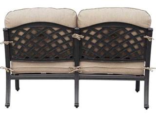 Darlee Outdoor Living Nassau Cast Aluminum Antique Bronze 4 Piece Lounge Set in Beige Canvas Cushions with 46''W x 31''D Oval Coffee Table