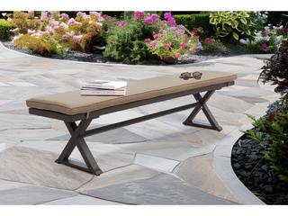 Darlee Outdoor Living Brooklyn Aluminum Multibrown Bench in Sesame Cushions