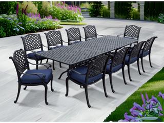 Darlee Outdoor Living Nassau Cast Aluminum Antique Bronze 11 Piece Dining Set with 92-120''W x 42''D Rectangular Extension Table