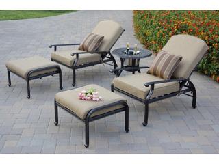 Darlee Outdoor Living Standard Nassau Cast Aluminum Antique Bronze 5 Piece Lounge Set with Ice Bucket Insert