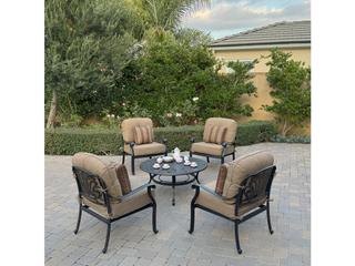Darlee Outdoor Living Elisabeth Cast Aluminum 5-Piece Conversation Set with 42" Round Chat Table