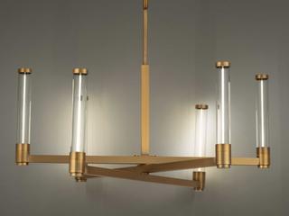 dweLED by WAC Lighting Jedi 6-Light Aged Brass Glass LED Cylinder Chandelier