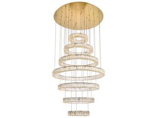 7-Light Monroe Gold Crystal LED Drum Tiered Chandelier