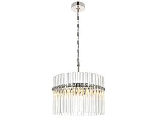 Elegant Lighting Paulina 3-Light Polished Nickel Drum Chandelier