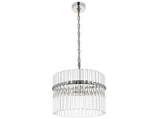 Elegant Lighting Paulina 3-Light Polished Nickel Drum Chandelier