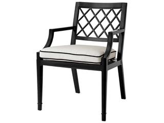 Black Finish Sunbrella Canvas Dining Chair