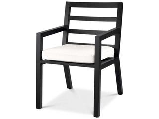 Black Finish Sunbrella Canvas Dining Chair