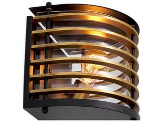 Eichholtz Outdoor Black Finish Antique Brass Clear Glass Light