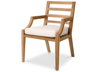 Natural Teak Flores Off-white Dining Chair