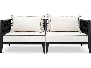 Eichholtz Outdoor Black Finish Sunbrella Canvas Sofa