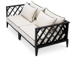 Eichholtz Outdoor Black Finish Sunbrella Canvas Sofa