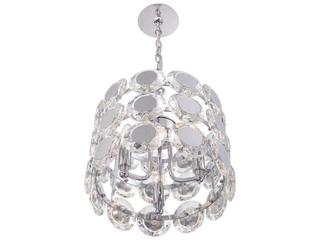 Eurofase Perrene 3-Light Chrome Crystal Drum Geometric Linear Chandelier