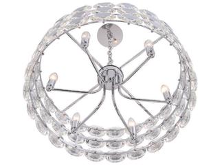 Eurofase Perrene 6-Light Chrome Crystal Drum Geometric Linear Chandelier