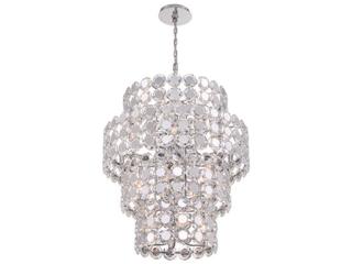 Eurofase Perrene 24-Light Chrome Crystal Drum Geometric Linear Chandelier