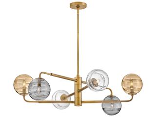 Fredrick Ramond Oberon 6-Light Heritage Brass Glass LED Globe Chandelier