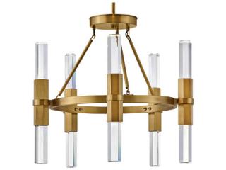 Fredrick Ramond Cecily 10-Light Heritage Brass Crystal Glass Chandelier
