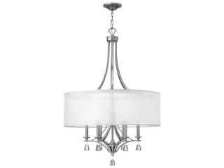 Fredrick Ramond Mime 6-Light Brushed Nickel Crystal Candelabra Drum Chandelier
