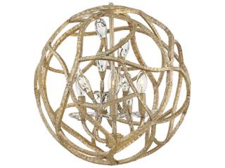 Fredrick Ramond Eve 3-Light Champagne Gold Crystal Candelabra Geometric Chandelier