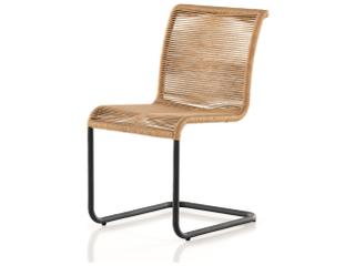 Four Hands Outdoor Grass Roots Charcoal Iron / Vintage Natural Rope Dining Chair