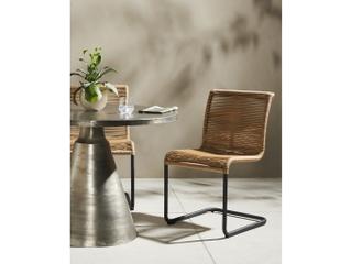 Four Hands Outdoor Grass Roots Charcoal Iron / Vintage Natural Rope Dining Chair