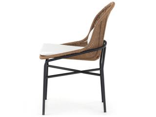 Four Hands Outdoor Grass Roots Charcoal Iron / Natural Fawn Polypropylene Dining Chair with Stinson White Cushion