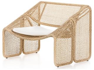 Solano Lounge Chair with Natural Ivory Olefin Cushion in Faux Hyacinth