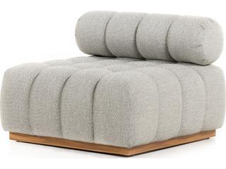 Four Hands Outdoor Solano Natural Teak / Faye Ash Cushion Armless Lounge Chair