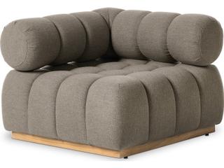 Four Hands Outdoor Solano Natural Teak Corner Lounge Chair with Alessi Fawn Cushion