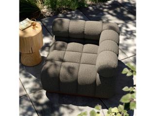 Four Hands Outdoor Solano Natural Teak Corner Lounge Chair with Alessi Fawn Cushion