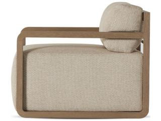 Four Hands Outdoor Solano Washed Brown Swivel Lounge Chair with Faye Sand Cushion