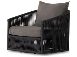 Solano Porto Swivel Lounge Chair with Thick Dark Grey Rope in Bronze