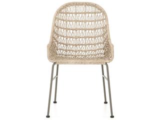 Four Hands Outdoor Grass Roots Vintage White / Grey Bronze Wrought Iron Wicker Dining Chair