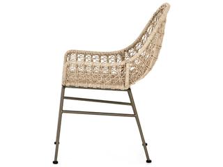 Four Hands Outdoor Grass Roots Vintage White / Grey Bronze Wrought Iron Wicker Dining Chair