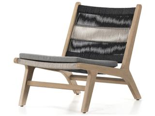 Four Hands Outdoor Solano Washed Brown / Grey Rope Dark Teak Strap Lounge Chair