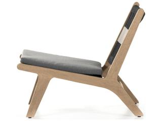 Four Hands Outdoor Solano Washed Brown / Grey Rope Dark Teak Strap Lounge Chair
