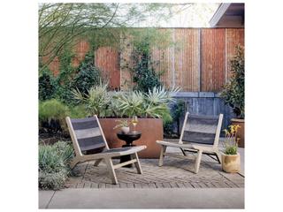 Four Hands Outdoor Solano Washed Brown / Grey Rope Dark Teak Strap Lounge Chair