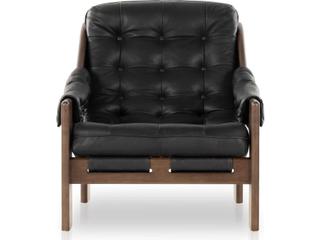 Four Hands Kensington Halston Black Leather Accent Chair