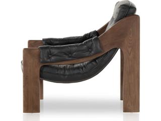 Four Hands Kensington Halston Black Leather Accent Chair