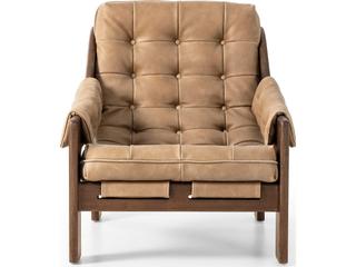 Four Hands Kensington Halston Beige Leather Accent Chair