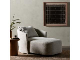 Four Hands Farrah Centrale Merino Cotton Gray Upholstered Chaise Lounge
