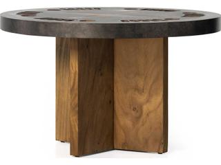 Four Hands Wesson Natural Brown Guanacaste Aged Metal Poker Game Table