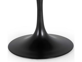 Four Hands Hughes Powell Round Dark Rustic Black Weathered Ash White Marble Dining Table