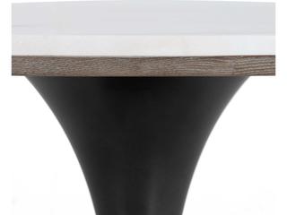 Four Hands Hughes Powell Round Dark Rustic Black Weathered Ash White Marble Dining Table