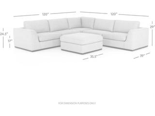 Four Hands Centrale Colt 3 - Piece Gray Upholstered Sectional Sofa