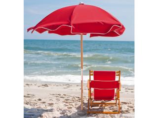 Frankford Quick Ship Avalon Fiberglass Beach 6.5 Foot Hexagon Manual Lift Outdoor Patio Umbrella