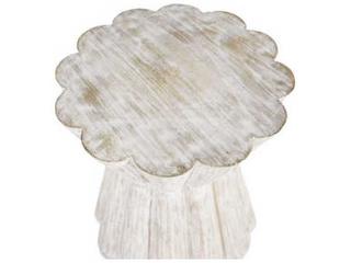 Gabby Annie Round Light Whitewashed Wood End Table