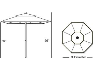 Galtech Quick Ship Commercial Aluminum 9 Foot Octagon Push Up Lift Outdoor Patio Umbrella