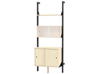 Branch Modular Bookcase with Black Uprights Blonde Shelves