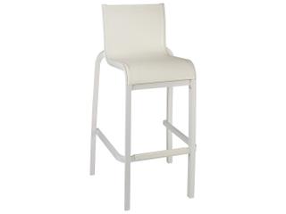 Sunset Sling Aluminum Resin Glacier White Armless Outdoor Bar Stool in White